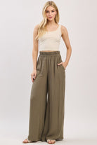 Olive Green Elastic Waistband Pants
