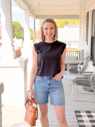 Rose & Lee Co Sola Top, Black short sleeve