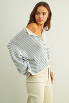 Rose & Lee Co Knox Cardigan, Blue/White Stripe Cardigan