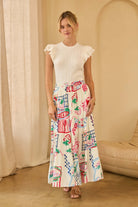 Summer Printed White Maxi Skirt