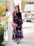 Long Sleeve Shark Bite Hemline Floral Dress