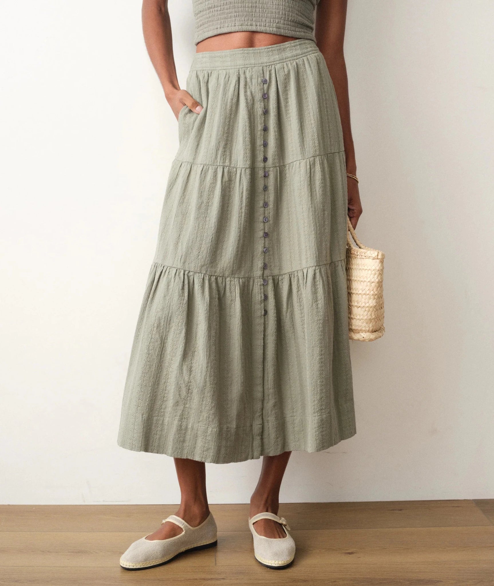 Rose & Lee Co Lana Skirt, Sage by Marine Layer Skirts