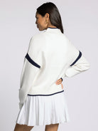 Ivory/Navy Front Zip Sporty Jacket