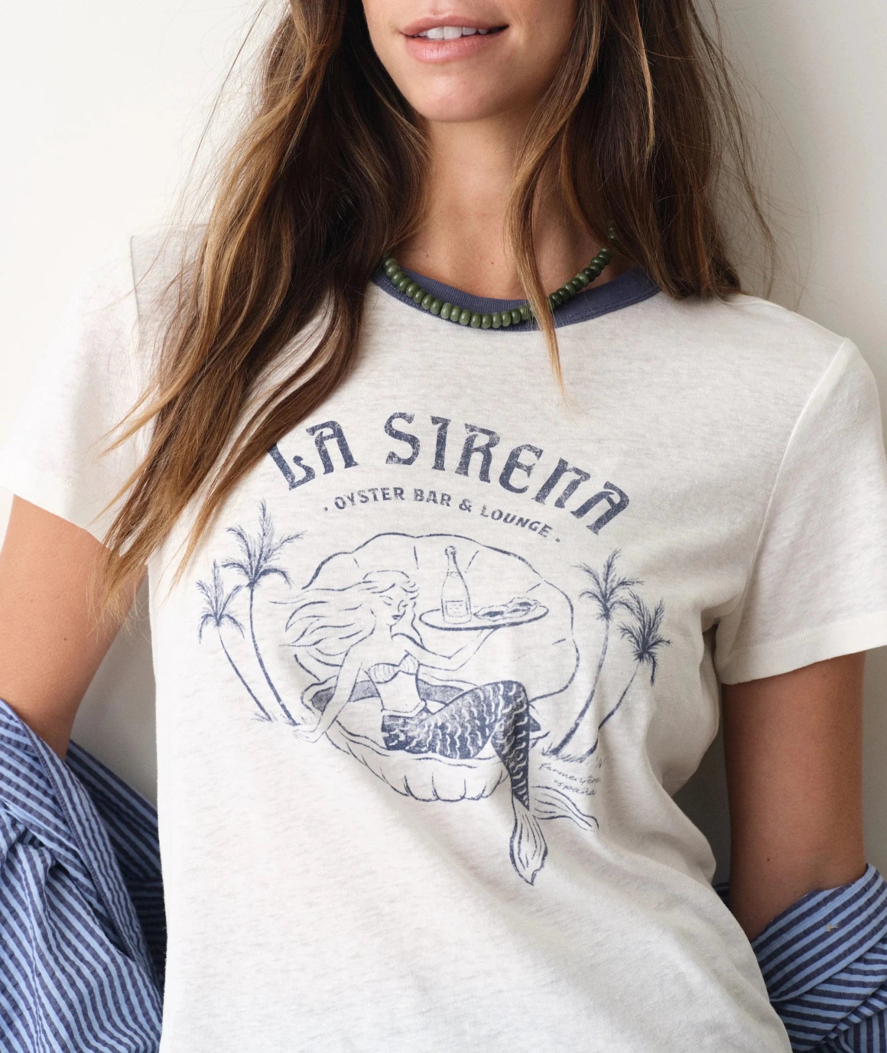 Rose & Lee Co La Sirena Tee, Antique White by Marine Layer short sleeve