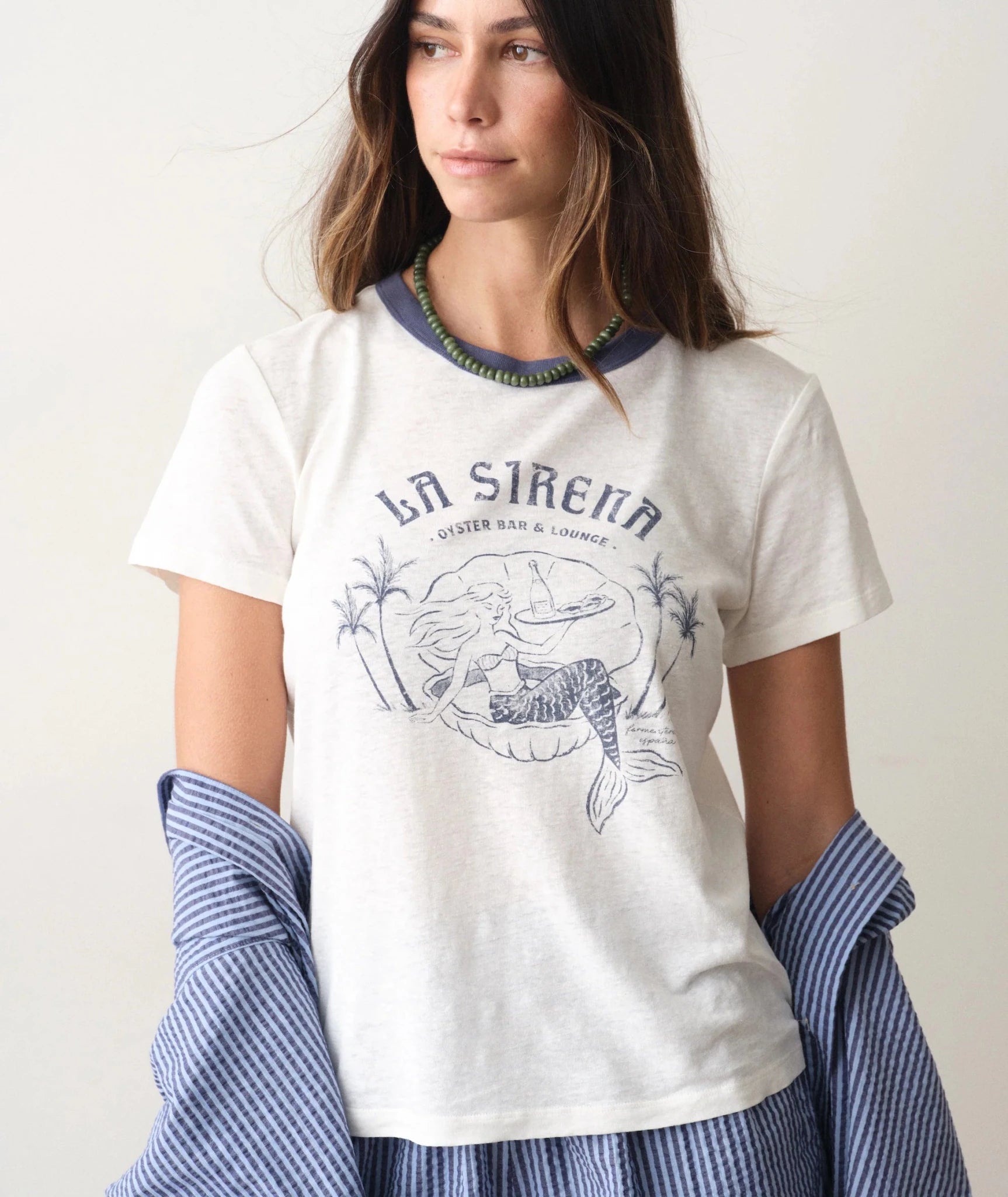 Rose & Lee Co La Sirena Tee, Antique White by Marine Layer short sleeve