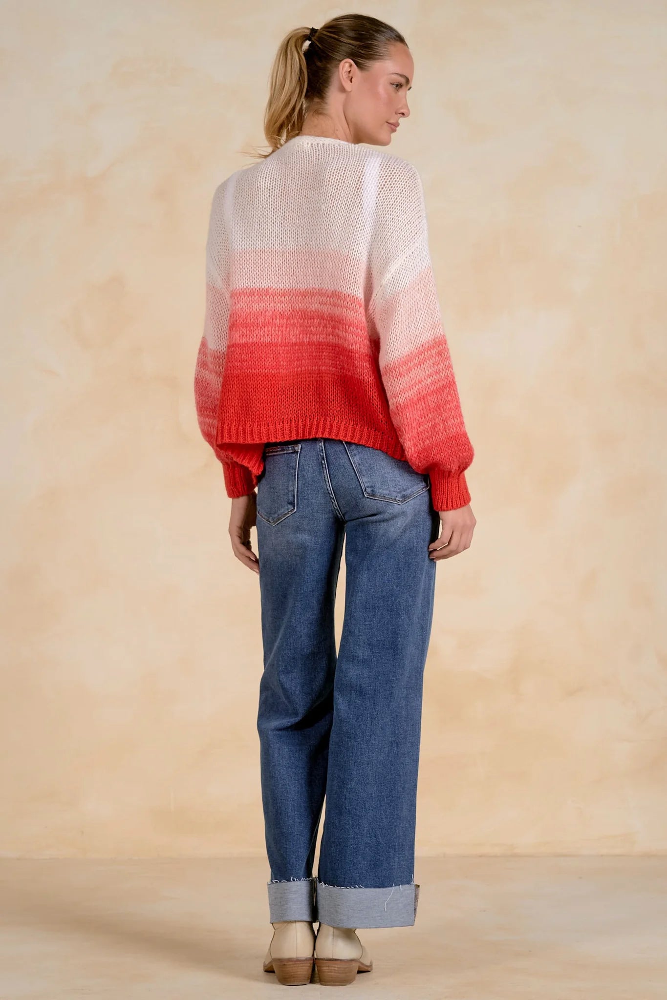 red ombre lightweight cardigan