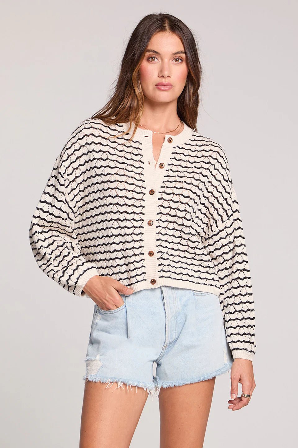 Black/White Striped Cardigan
