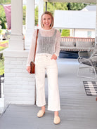 mid rise, cropped wide leg off white pants from sanctuary