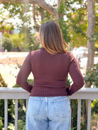 Rose & Lee Co Leanna Top, Blaze Brown Long Sleeve