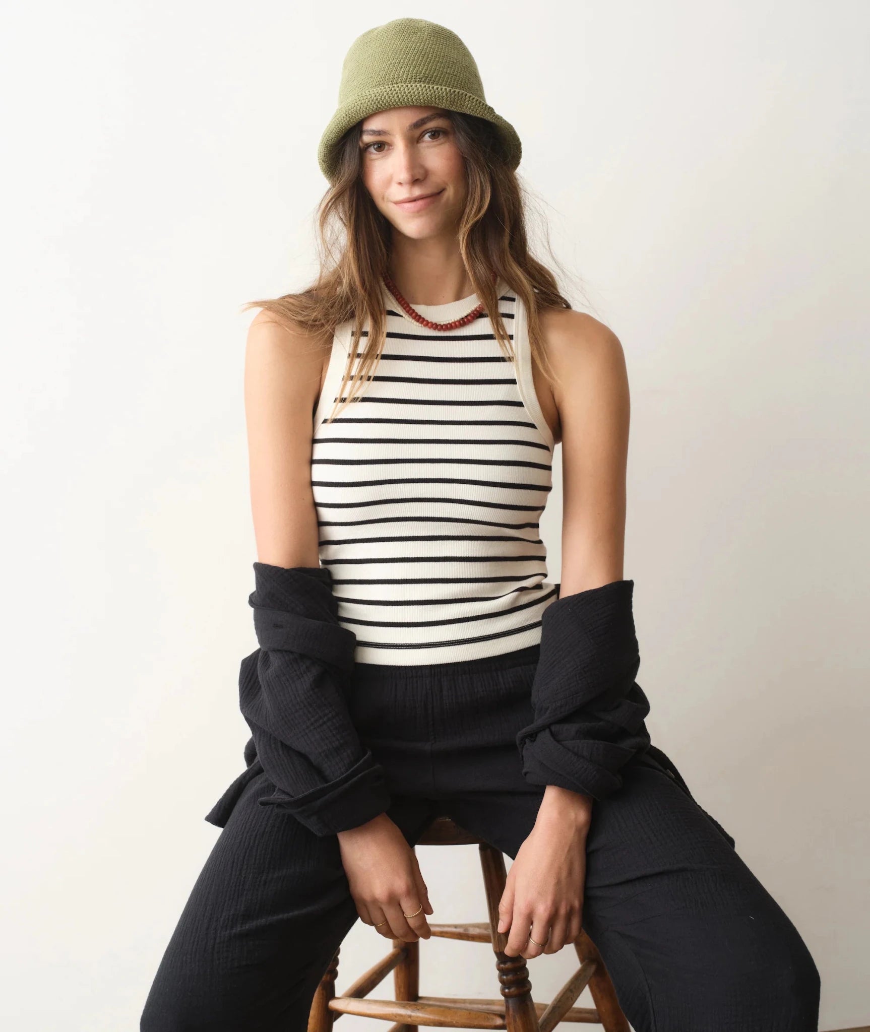 Rose & Lee Co Lexi Tank, Cream/Black Stripe by Marine Layer Tanks