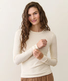 Ivory/Rose Gold Striped Long Sleeve Top