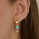 Rose & Lee Co Liberté Green Stone Earrings, 18k Gold Earrings