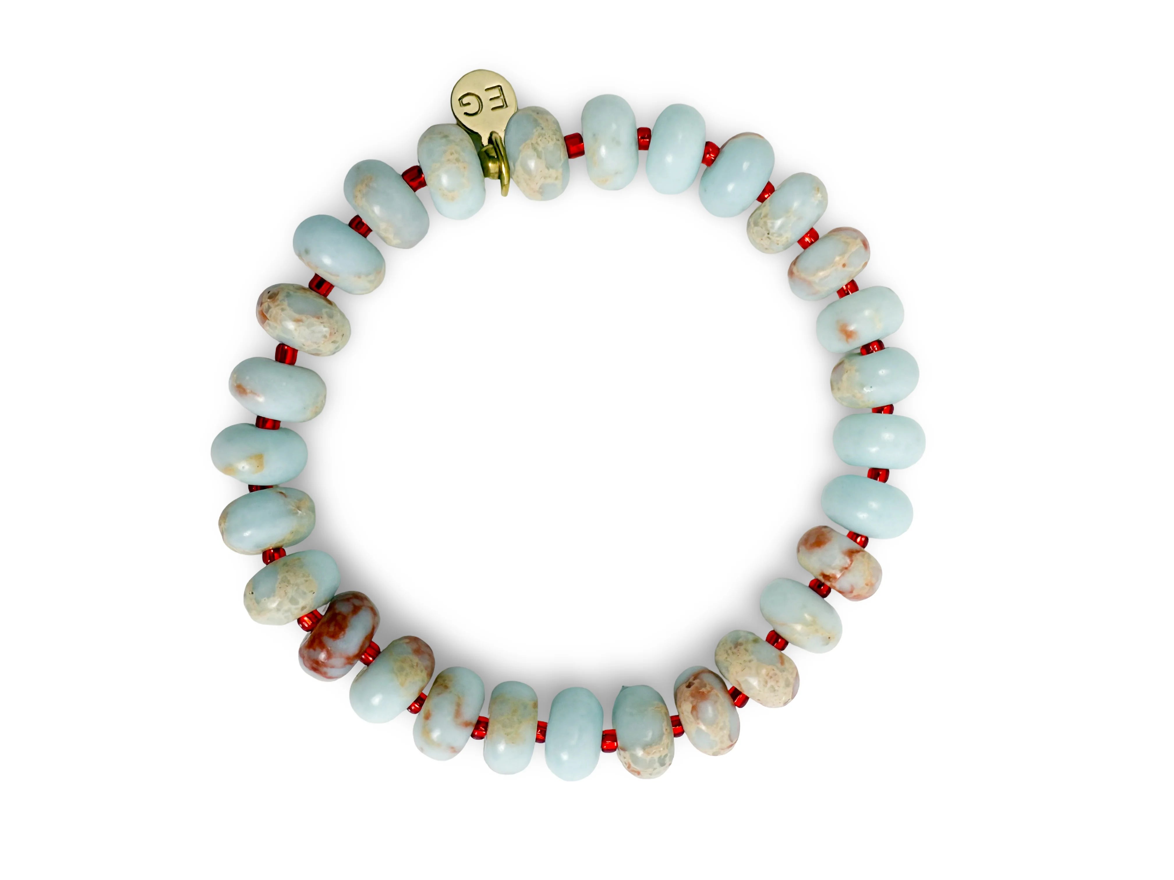Shoushan Rondelle Gemstone Beaded Bracelet