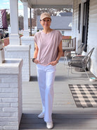 short sleeve casual top in lilac