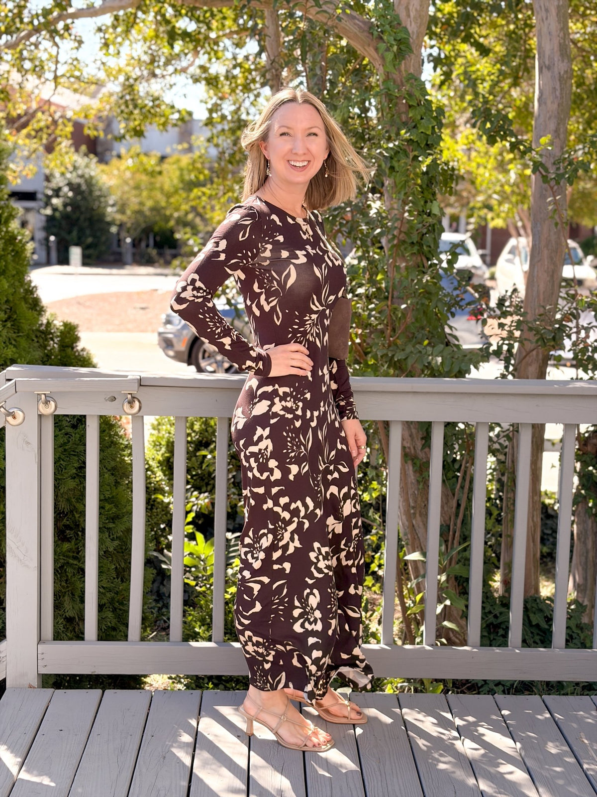 Rose & Lee Co Lilian Floral Dress, Dark Roast by Z Supply Event Dress