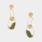 Green Geometric Drop Earrings