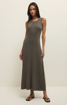 Olive Green Maxi Sleeveless Dress
