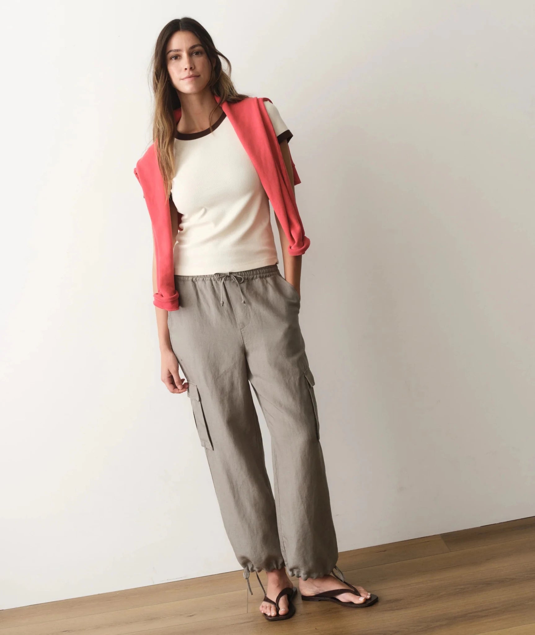 Rose & Lee Co Linen Cargo Pants, Sage by Marine Layer Pants