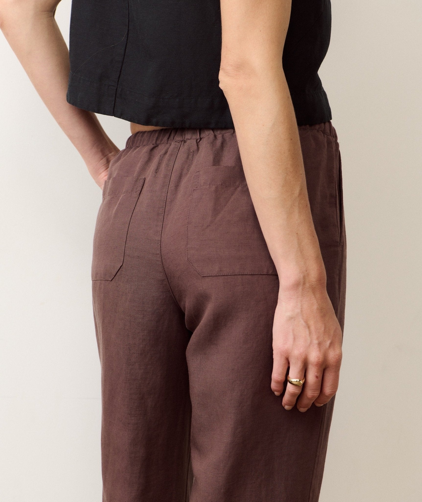 Rose & Lee Co Linen Drawstring Pants, Chocolate by Marine Layer Pants