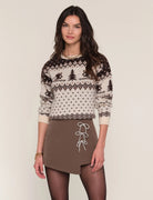 Long Sleeve Sweater with Ski Print