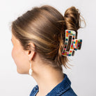 Rose & Lee Co Lola Claw Clip, Multi Checkered Hair