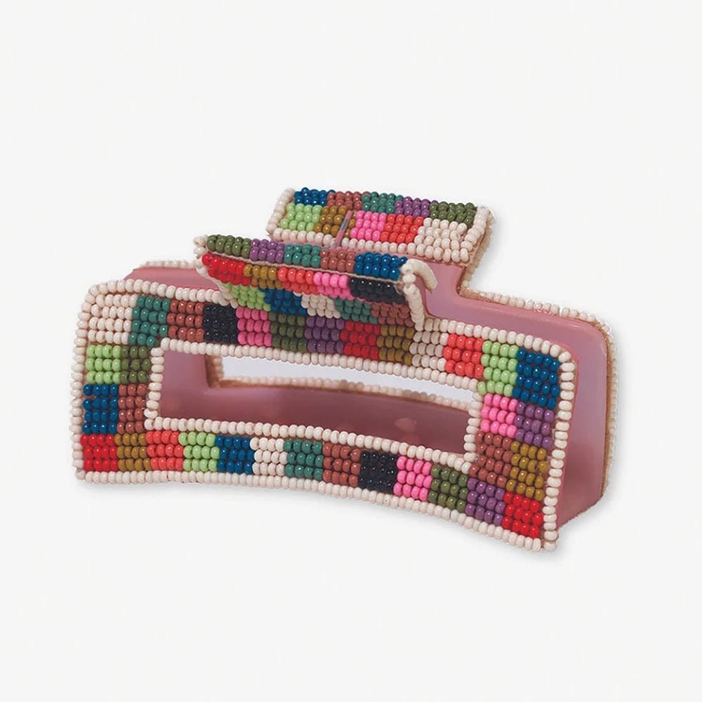Rose & Lee Co Lola Claw Clip, Multi Checkered Hair