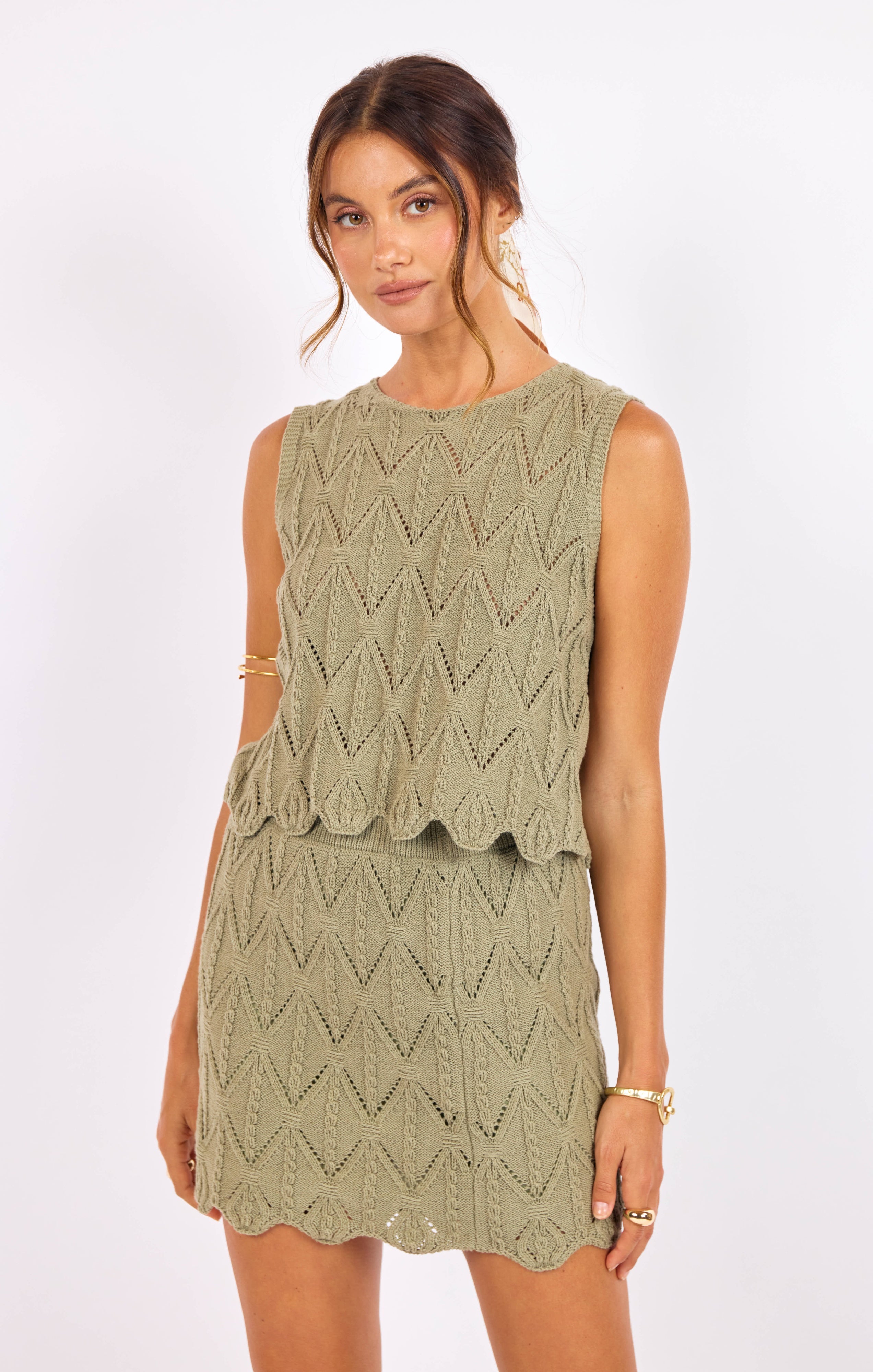 Sage Green Crochet Tank Top