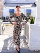 Black and White Abstract Work Dress