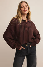 Burgundy Knitted Long Sleeve Sweater