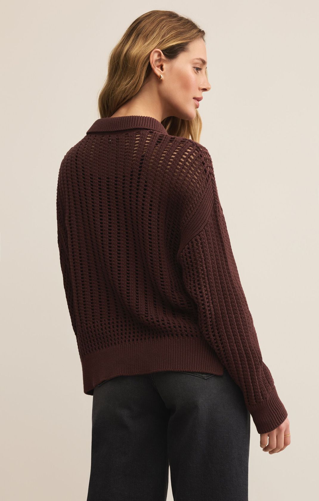 Burgundy Knitted Long Sleeve Sweater