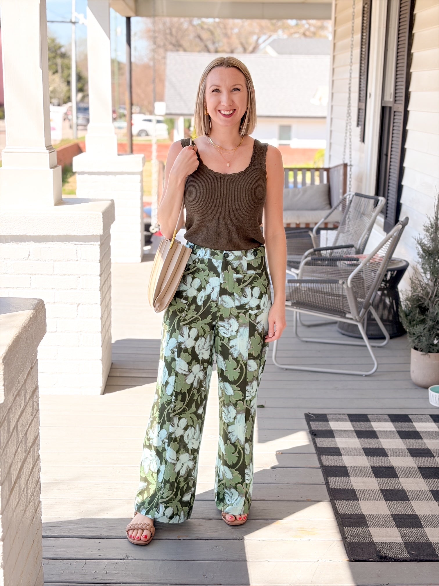 Rose & Lee Co Petal Grove Pants, Green/Multi Pants