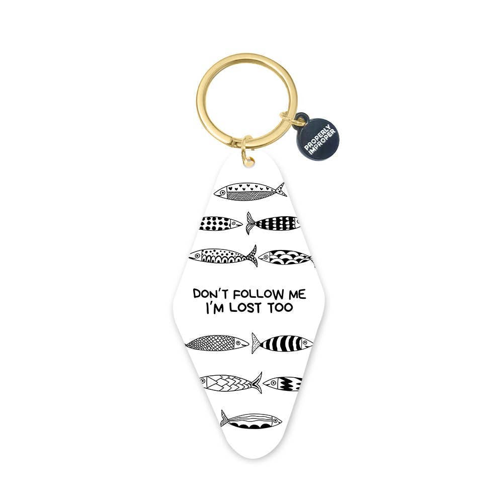 Fish Black and White Keychain