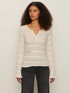 Ivory Long Sleeve Lace Fitted Top