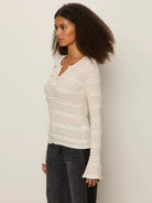 Ivory Long Sleeve Lace Fitted Top