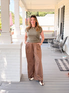 Rose & Lee Co Luca Top, Dark Basil by Michael Stars short sleeve