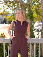 Rose & Lee Co Lucille Jumpsuit, Dark Brown Jumpsuit