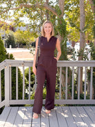 Rose & Lee Co Lucille Jumpsuit, Dark Brown Jumpsuit