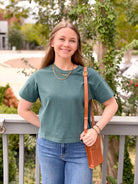 Rose & Lee Co Luxe Jersey Tee, Rainforest by Marine Layer short sleeve