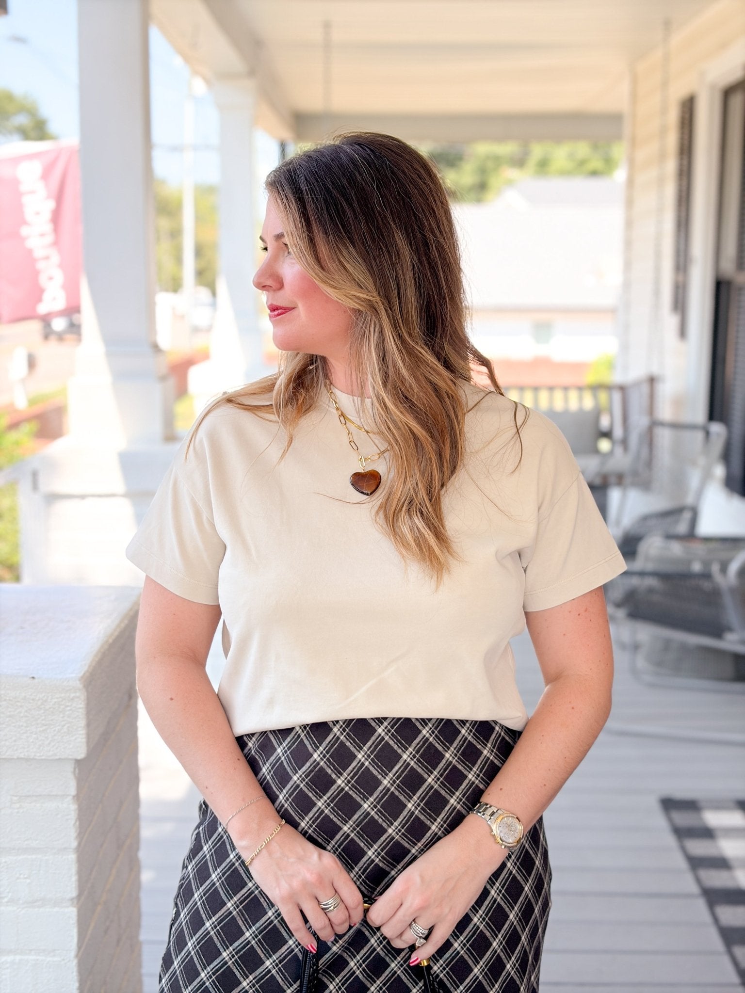 Rose & Lee Co Luxe Jersey Tee, Whitecap by Marine Layer short sleeve
