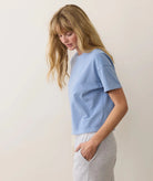 Rose & Lee Co Luxe Sueded Tee, Coastal Blue by Marine Layer short sleeve