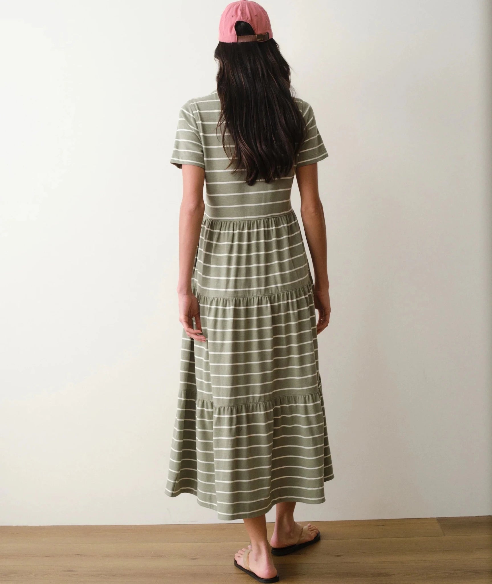 Rose & Lee Co Luxe Sueded Dress, Olive Stripe by Marine Layer Casual Dresses