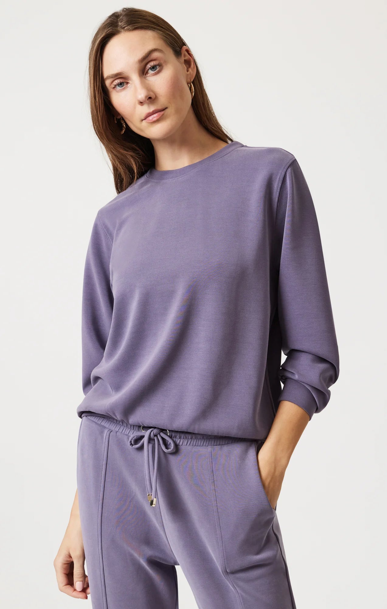 Purple Long Sleeve Crew Neck Sweatshirt