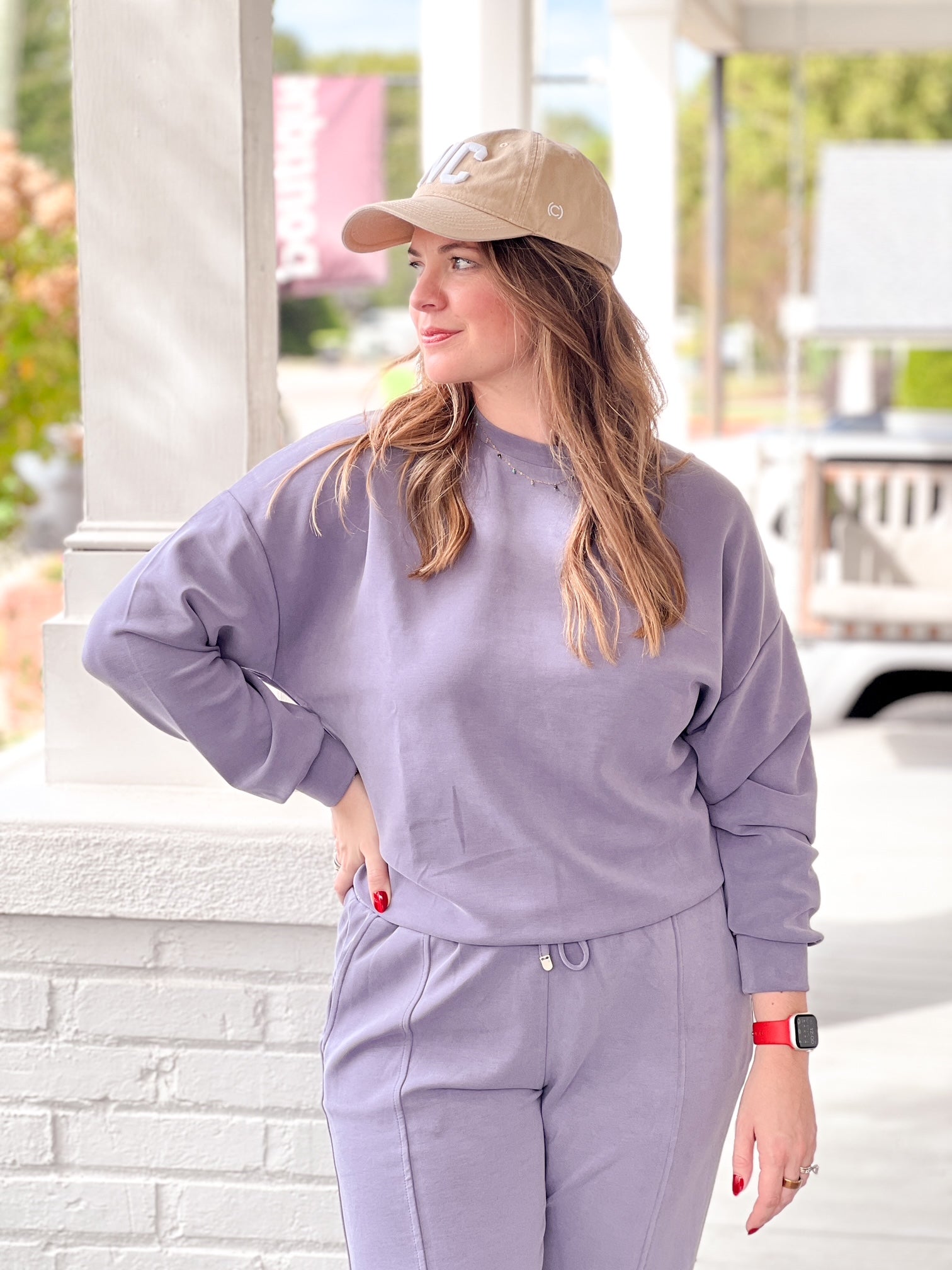 Purple Long Sleeve Crew Neck Sweatshirt