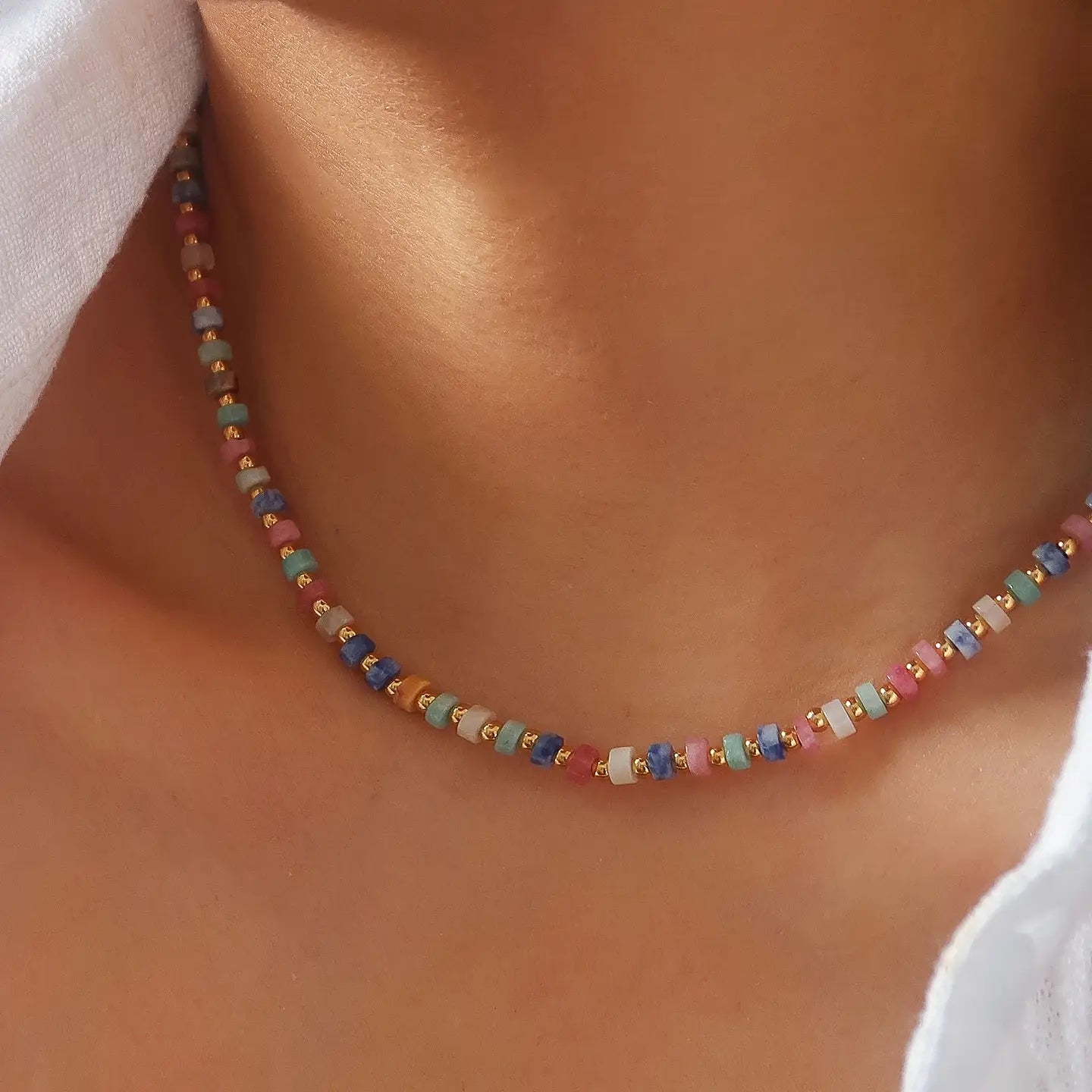 Rose & Lee Co Lyric Beaded Boho Necklace, 18k Gold Necklaces