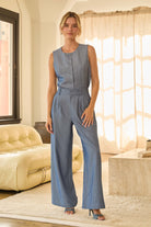 Denim Blue Pinstripe Pants