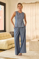 Denim Blue Pinstripe Vest