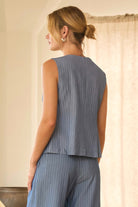 Denim Blue Pinstripe Vest