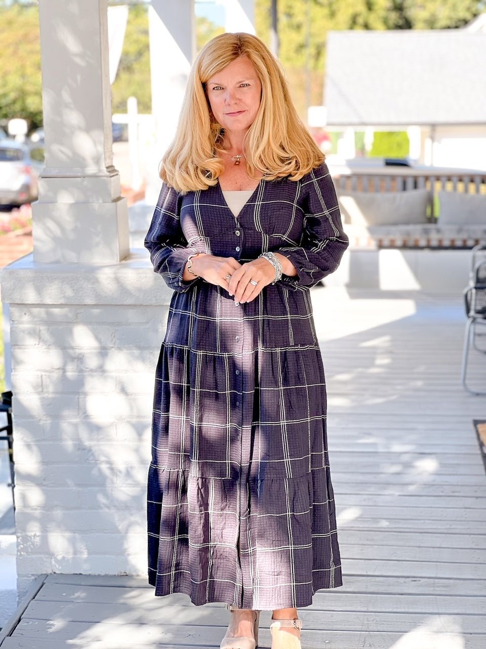 Maeve Dress, Black Windowpane by Marine Layer - XS Maeve Dress, Black Windowpane by Marine Layer - XS