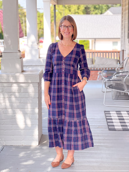 maeve long-sleeve pleated mini shirt dress Maeve Dress by Marine Layer | Twilight Plaid
