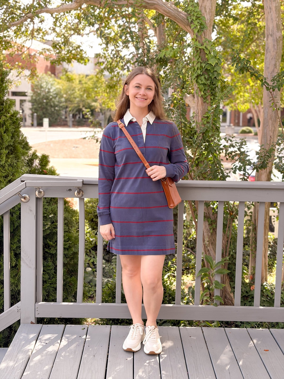Rose & Lee Co Maggie Dress, Navy/Cabernet Stripe by Marine Layer Casual Dresses